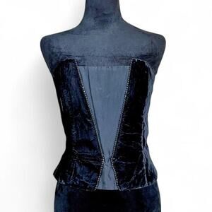 90s Vintage Black Velvet Bustier – Whimsygoth Rhinestone 12